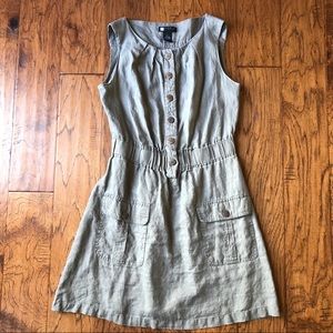 Light Olive Green Linen Dress